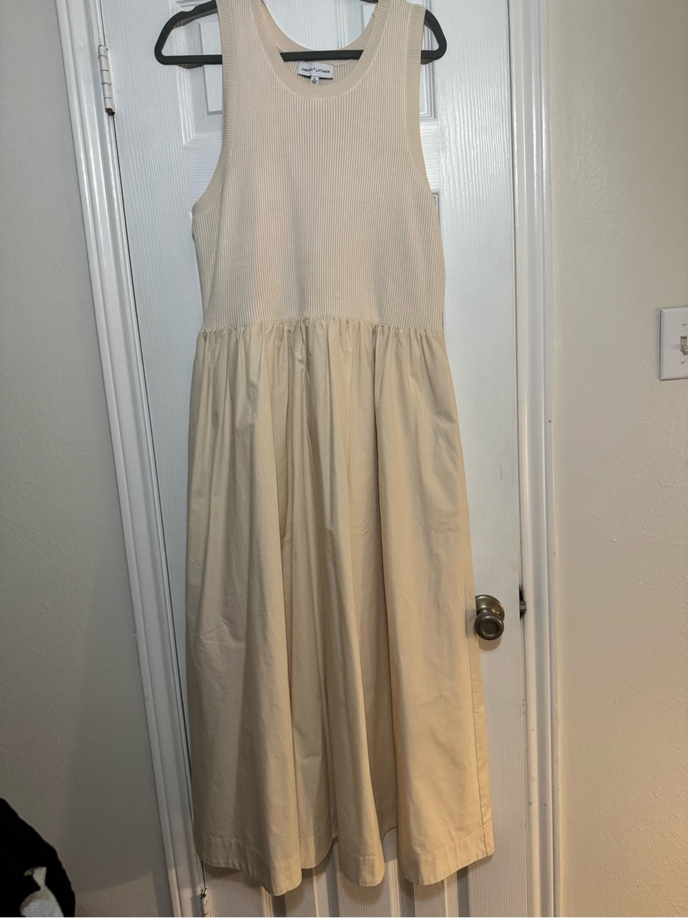 Gibson Latimer Cream Ribbed Sleeveless Maxi Dress